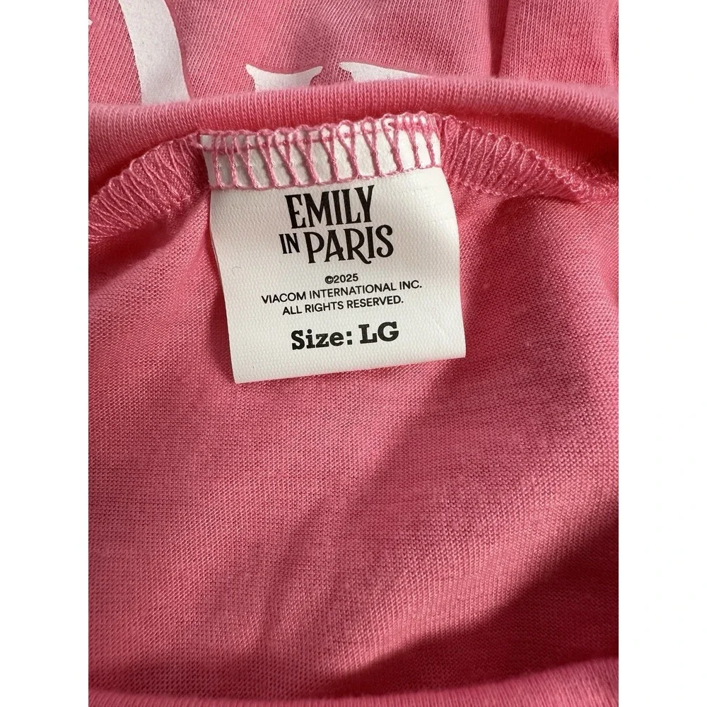 Netflix Emily in Paris Pink Logo Pet T-Shirt Dog Shirt Size Large NWT